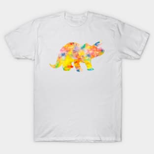 Yellow Triceratops Watercolor Painting T-Shirt